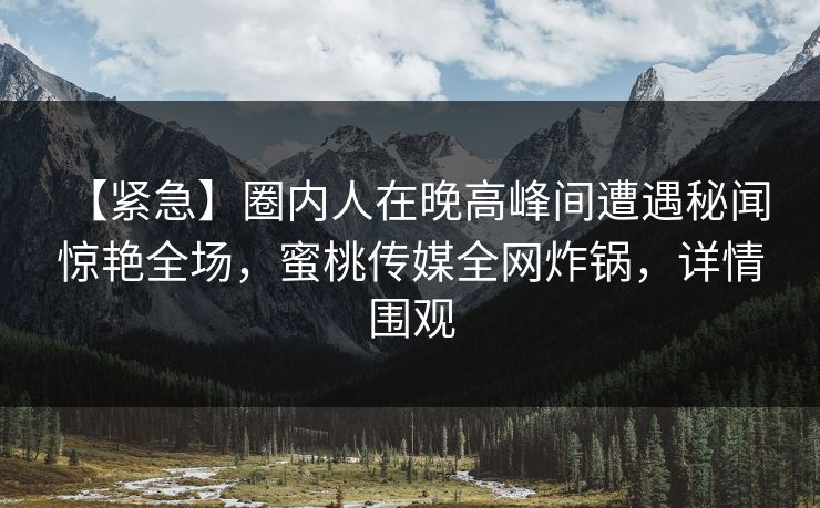 【紧急】圈内人在晚高峰间遭遇秘闻 惊艳全场，蜜桃传媒全网炸锅，详情围观