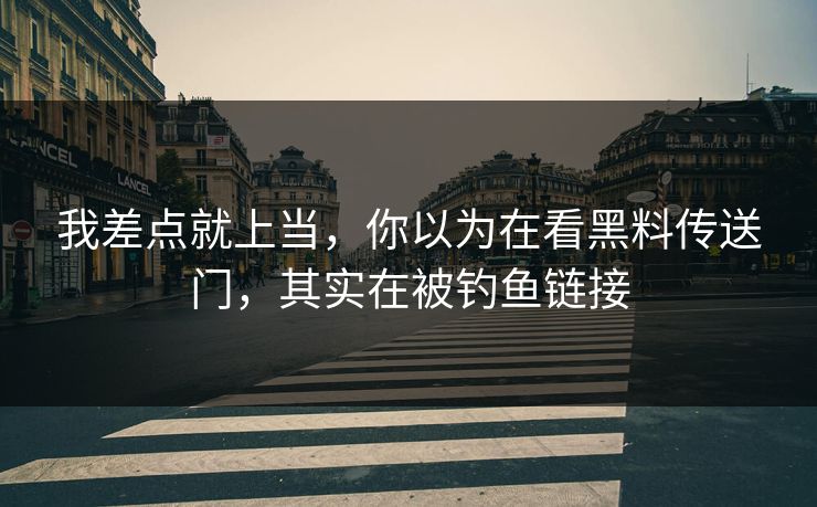 我差点就上当，你以为在看黑料传送门，其实在被钓鱼链接