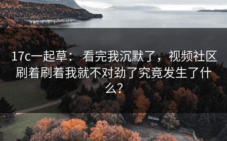 17c一起草： 看完我沉默了，视频社区刷着刷着我就不对劲了究竟发生了什么？  第1张
