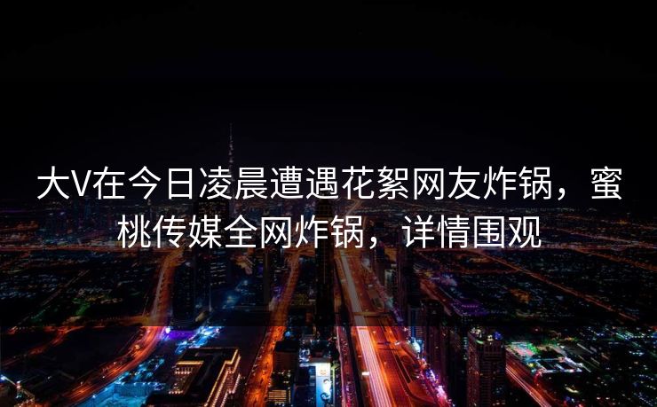大V在今日凌晨遭遇花絮网友炸锅,蜜桃传媒全网炸锅,详情围观