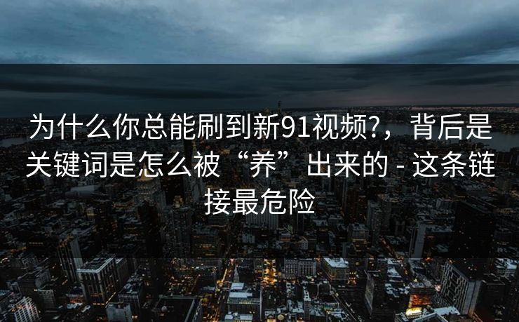 为什么你总能刷到新91视频?，背后是关键词是怎么被“养”出来的 - 这条链接最危险  第1张